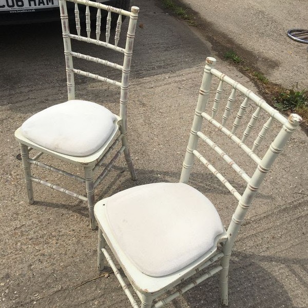 Secondhand Chairs and Tables Limewash Banqueting Chairs for sale