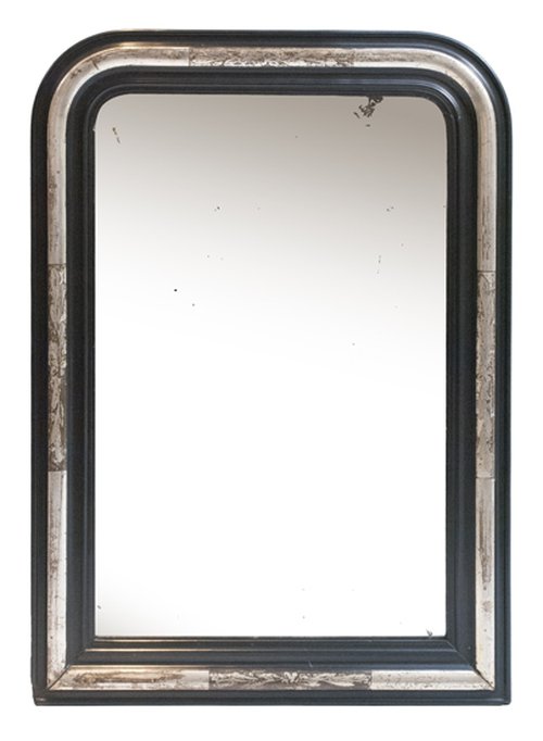 Antique French Silver Gilded & Ebony Overmantle Mirror Antique French Silver Gilded & Ebony Overmantle Mirror