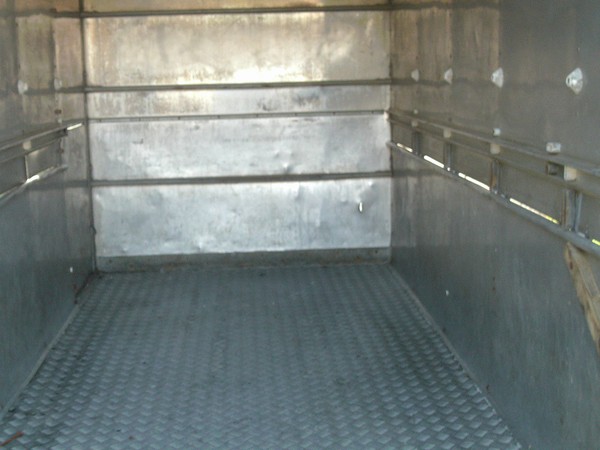 Inside cattle trailer