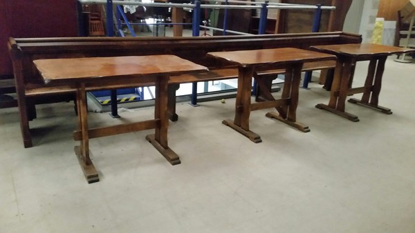 Oak pew bench