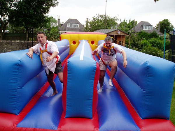 adult sized inflatable double bungee run