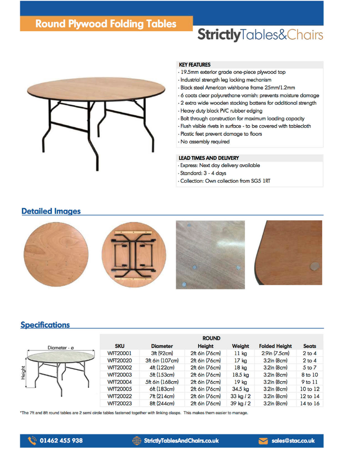 Secondhand Chairs and Tables Round Tables with Folding Legs New