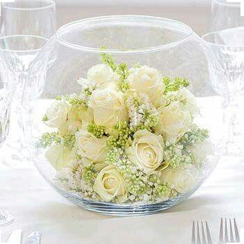 Gold fish bowl table decoration