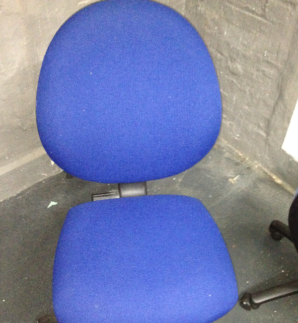 Blue wheeled office chairs