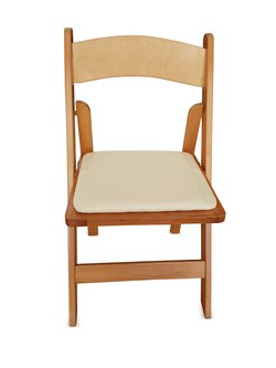 New Wooden Folding Chair with Faux Leather Padded Seat