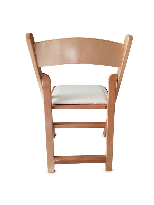 Durable Wooden Folding Chair with Faux Leather Padded Seat
