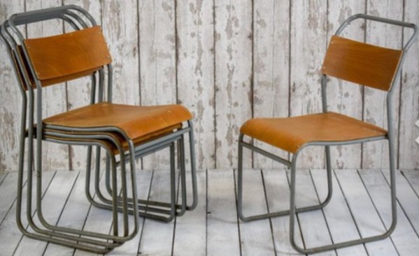 vintage wood and metal chairs