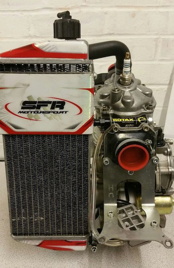 Rotax Senior Engine and radiator, KR barrel and power valve