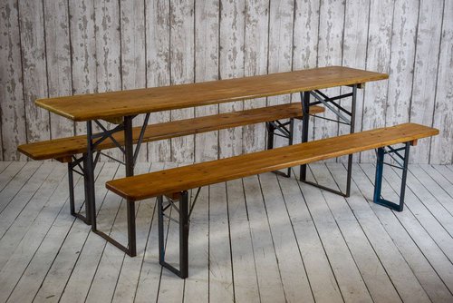10 x Vintage Pine Beer Trestle Tables and 2 Bench Sets 10 x Vintage Pine Beer Trestle Tables and 2 Bench Sets