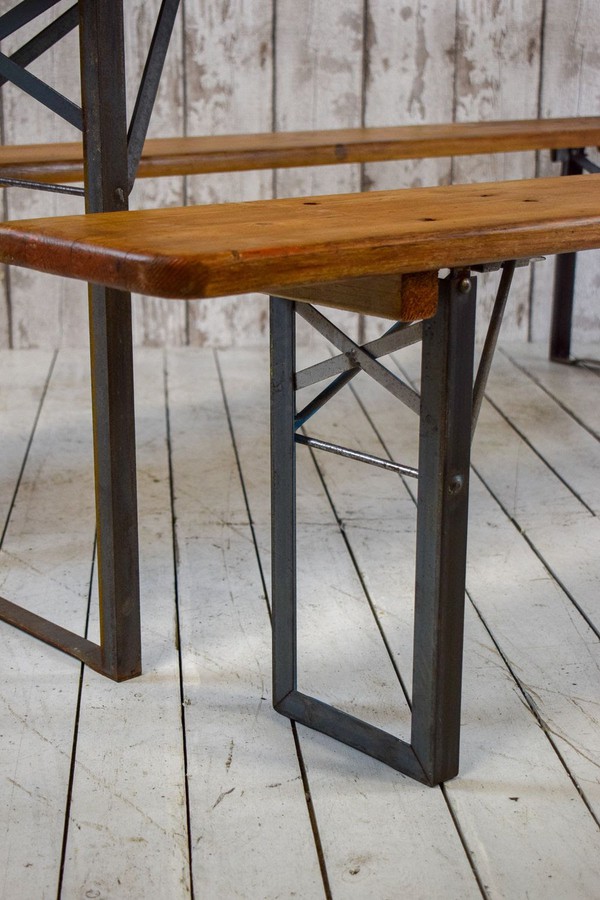 Vintage Pine Beer Trestle Tables and 2 Bench Sets