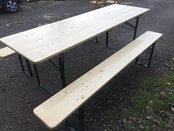 German Beer Table & Bench Sets. Extra wide 70cm Tables
