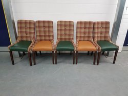 Leather and Tartan Dining Chairs