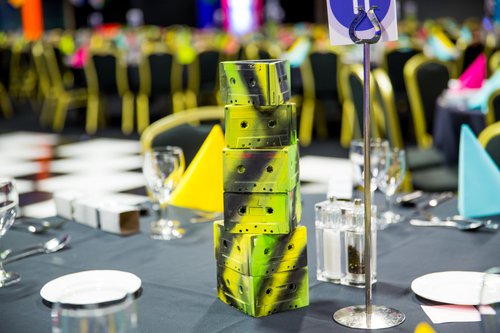 Table Decor / centre 80's tapes Table Decor / centre 80's tapes