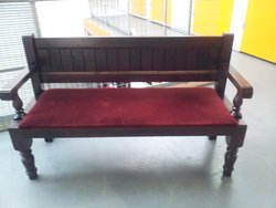 5ft Burgundy Draylon Wood Pew Benches