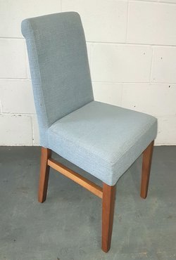 Dining chairs with blue upholstery