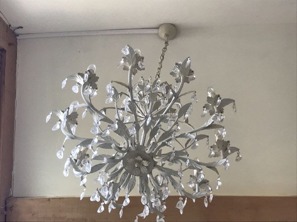 White ten arm chandeliers