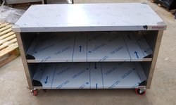 Wheeled Stainless Steel Table with Storage