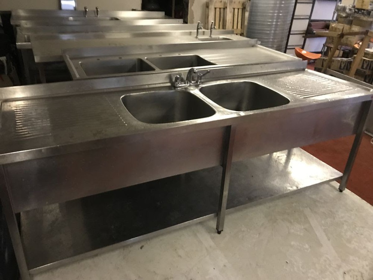 Curlew SecondHand Marquees 1st Aurora Lancashire Stainless   Double Sink With Twin Drainers 310 