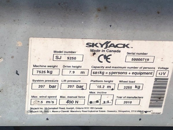 Second Hand Skyjack SJ9250 Rough Terrain Scissor Lift