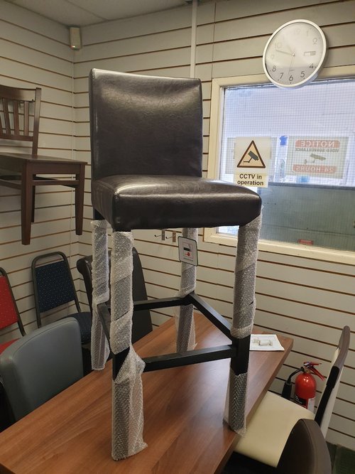 Faux Leather High Bar Stool in Brown