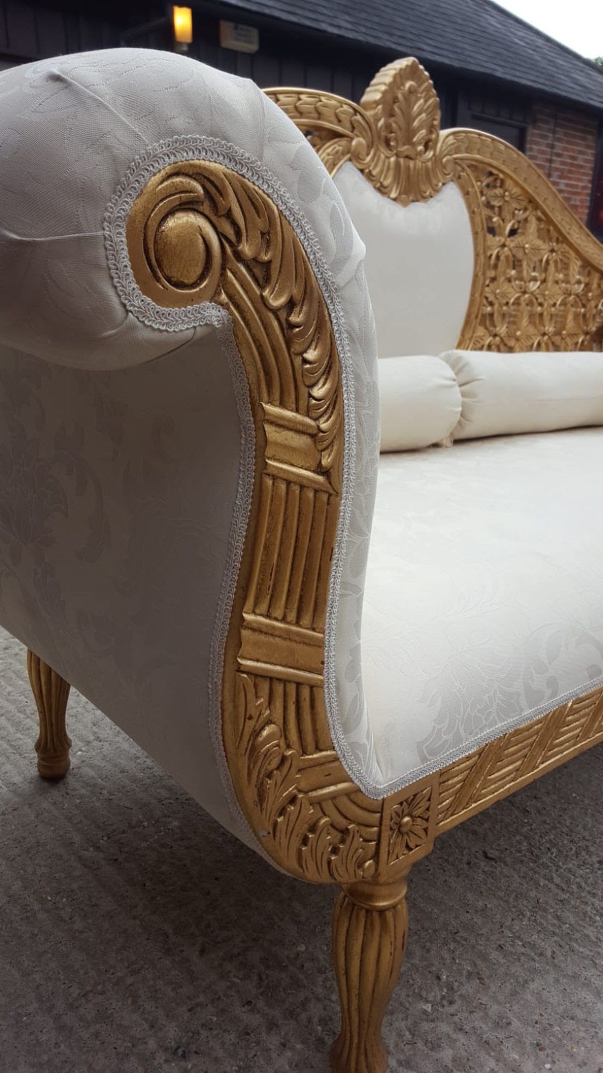 Secondhand Prop Shop Thrones and Wedding Chairs Gold Wedding Sofa