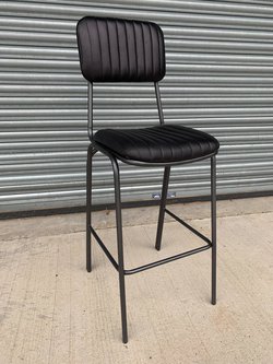 Industrial leather high bar stool