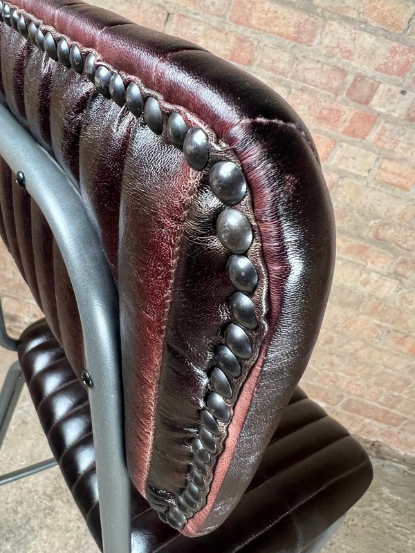 Retro Industrial Leather High Bar Stool