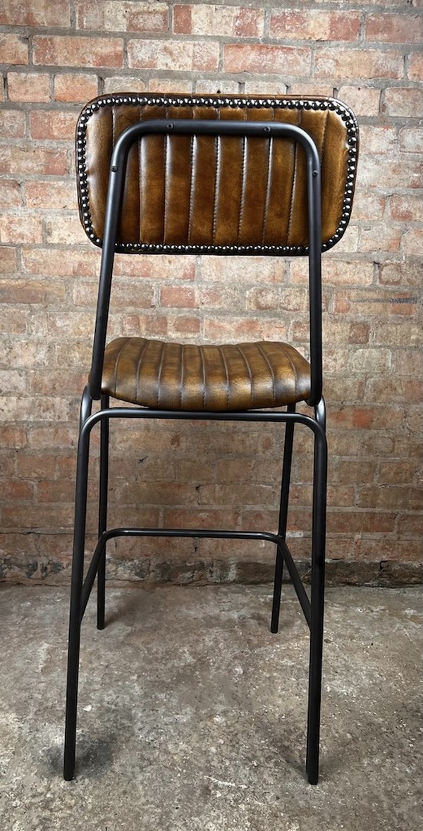 Tan Leather High Bar Stool