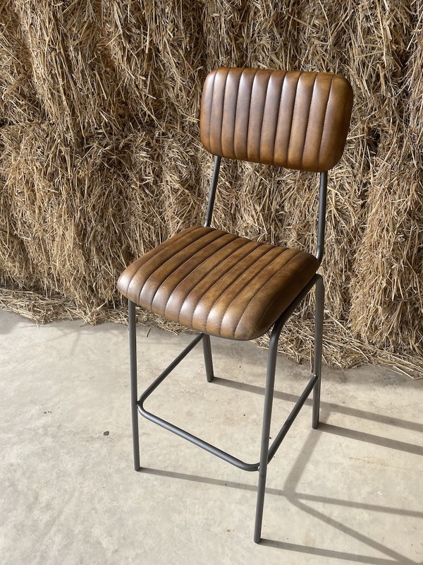 Tan Leather Stool