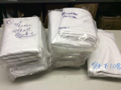 18x New Table Cloths ( Code TL 107) - Shropshire  White polyester 90 inch diameter