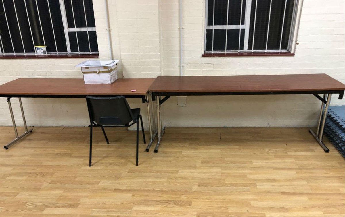 Secondhand Chairs and Tables Trestle Tables 18x Folding Wooden