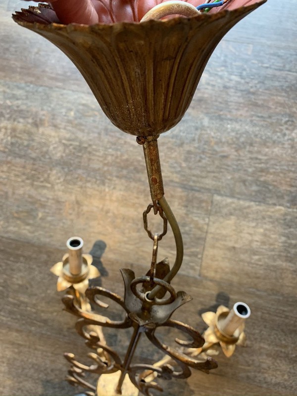 Four arm gilt chandelier
