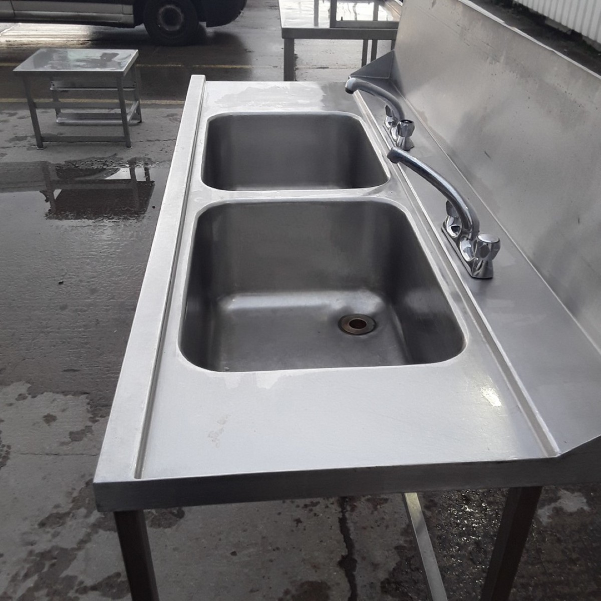 Secondhand Catering Equipment Double Sinks Used Stainless Steel Double Dishwasher Sink 0066