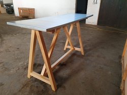 Large Zinc Trestle Table