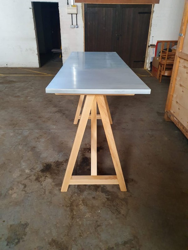 Zinc Topped Trestle Table