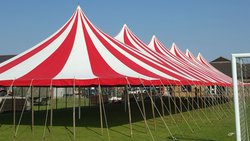 Red and white tension marquee for sale
