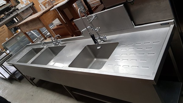 Secondhand Catering Equipment Triple Bowl Sinks Large Double