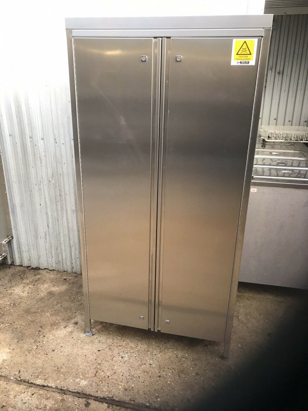 Janitorial Cupboard With Mop Sink Full Stainless Steel, Chemical Store Cupboard
