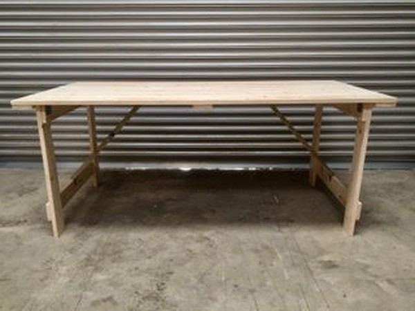Raw Wood Folding Trestle Tables
