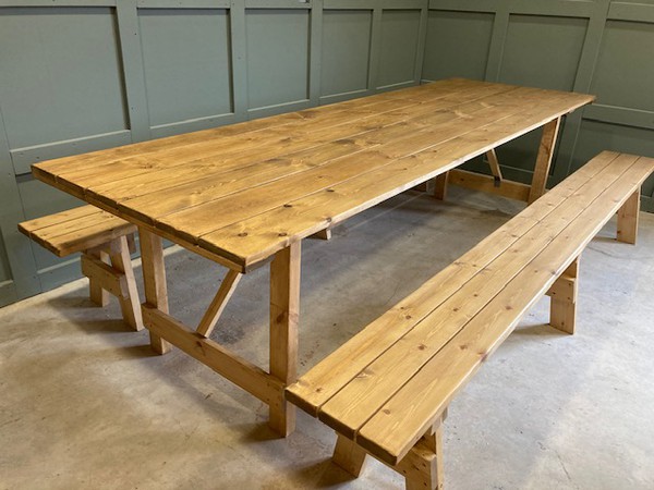 Folding Trestle Tables with Benches