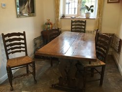 Vintage Oak Dining table with Ladder back chairs