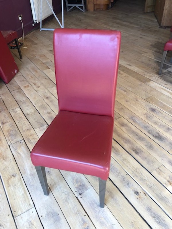 30x Faux Leather Red Dining Chairs Aluminium Leg