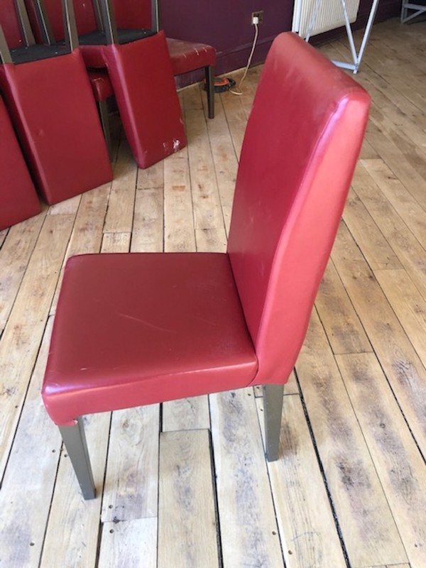 Faux Leather Red Dining Chairs with Aluminium Leg