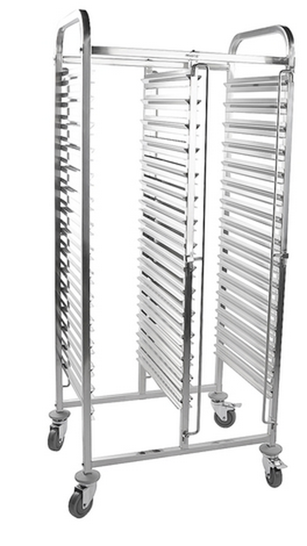 Stainless Steel Racking Trolley 30 Shelves Double Row for GN 1/1 Pans