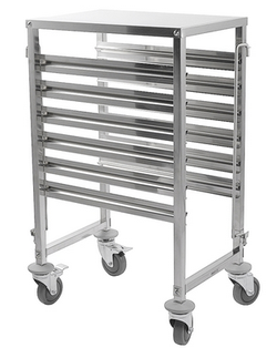 Stainless Steel Racking Trolley 6 Shelves with work table for GN 1/1 Pans