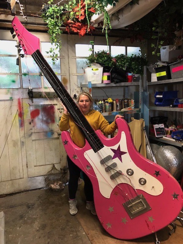 Large Pink Guitar Prop