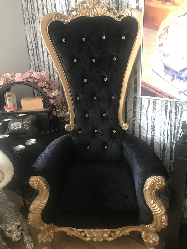Pair of Huge Gold Framed Throne Chairs