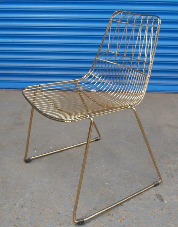Gold finish wire chair for sale