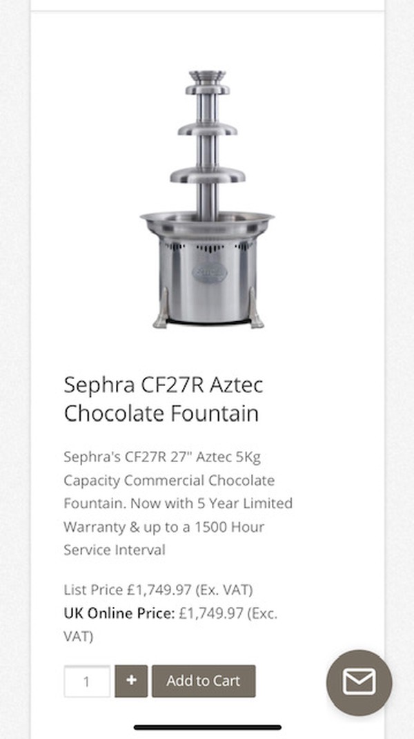 Sephra CF27R Commercial Chocolate Fountain
