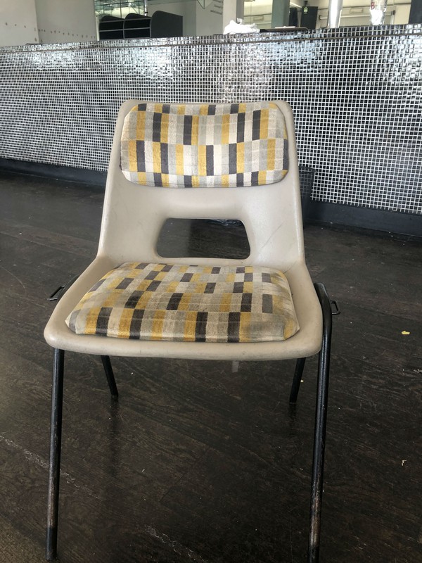 School chair / vintage London tube fabric